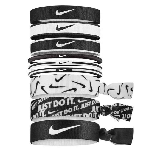Opaski do włosów Nike Mixed 9 szt 3 szerokości czarno-białe