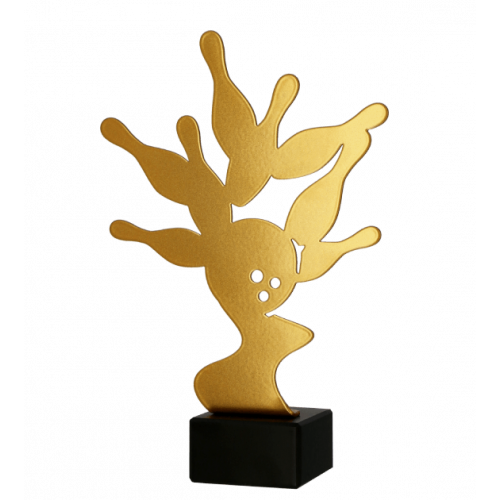 Trofeum metalowe z marmurową podstawą - Kręgle 21cm