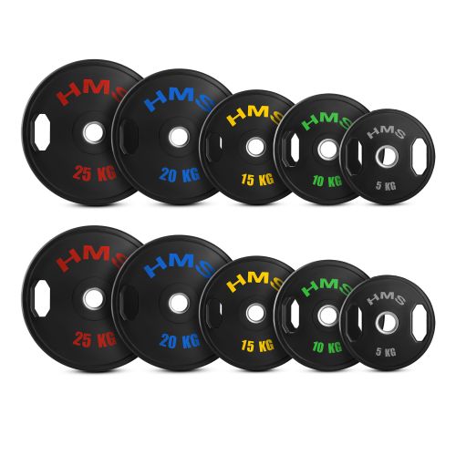 TOG ZESTAW TALERZY OLIMPIJSKICH OGUMOWANYCH 2 x 5 - 25 KG (150 KG) HMS