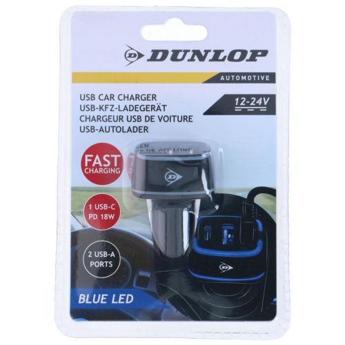 ŁADOWARKA SAMOCHODOWA MULTI 2x USB A + USB C DUNLOP