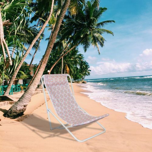 LEŻAK SKŁADANY PLAŻOWY Z ZAGŁÓWKIEM NIEBIESKO POMARAŃCZOWY