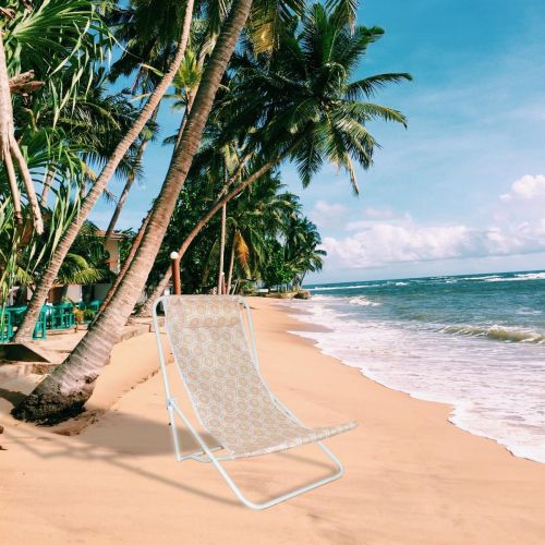 LEŻAK SKŁADANY PLAŻOWY Z ZAGŁÓWKIEM POMARAŃCZOWY