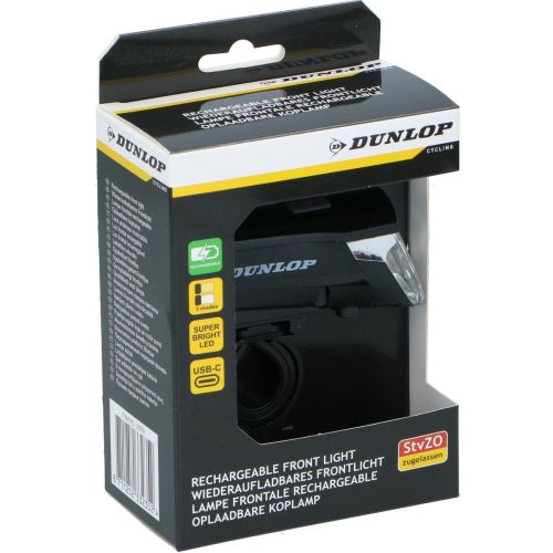 LAMPKA ROWEROWA PRZEDNIA LED USB-C CERTYFIKAT 3 TRYBY DUNLOP