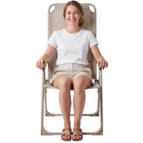 KRZESŁO FOTEL TURYSTYCZNY Z PODŁOKIETNIKAMI SKŁADANY BEŻOWY REDCLIFFS