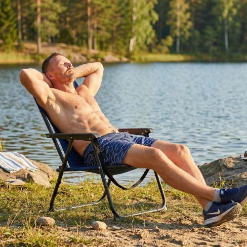 FOTEL TURYSTYCZNO PLAŻOWY Z PODŁOKIETNIKAMI 52X54X25/66CM SKŁADANY GRANATOWY REDCLIFFS