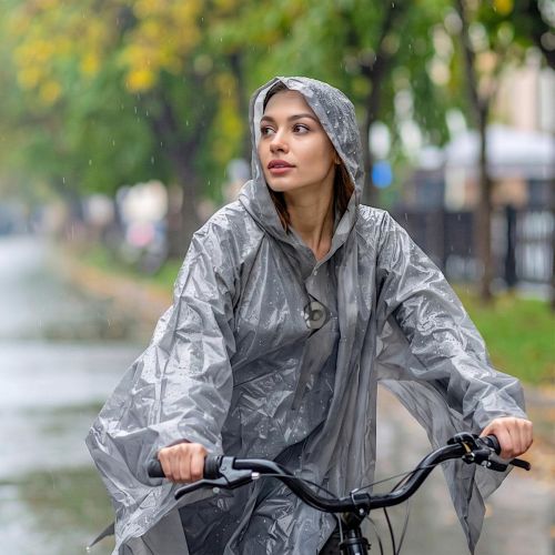 PONCHO PRZECIWDESZCZOWE ROWEROWE DLA DOROSŁYCH 100x130x1CM PE 135GR SZARE DUNLOP