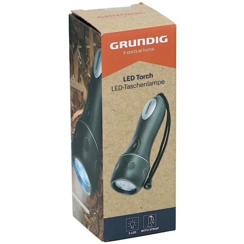 LATARKA RĘCZNA LED GRUNDIG 3 LED 16CM NA 2 BATERIE AA