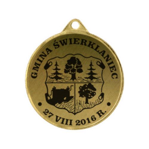 Medal metalowy z grawerowaniem na laminacie