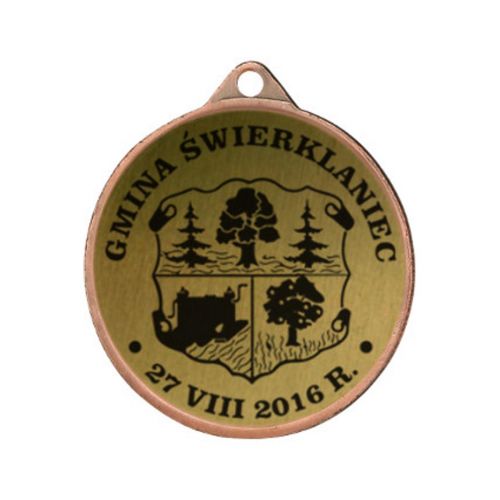 Medal metalowy z grawerowaniem na laminacie