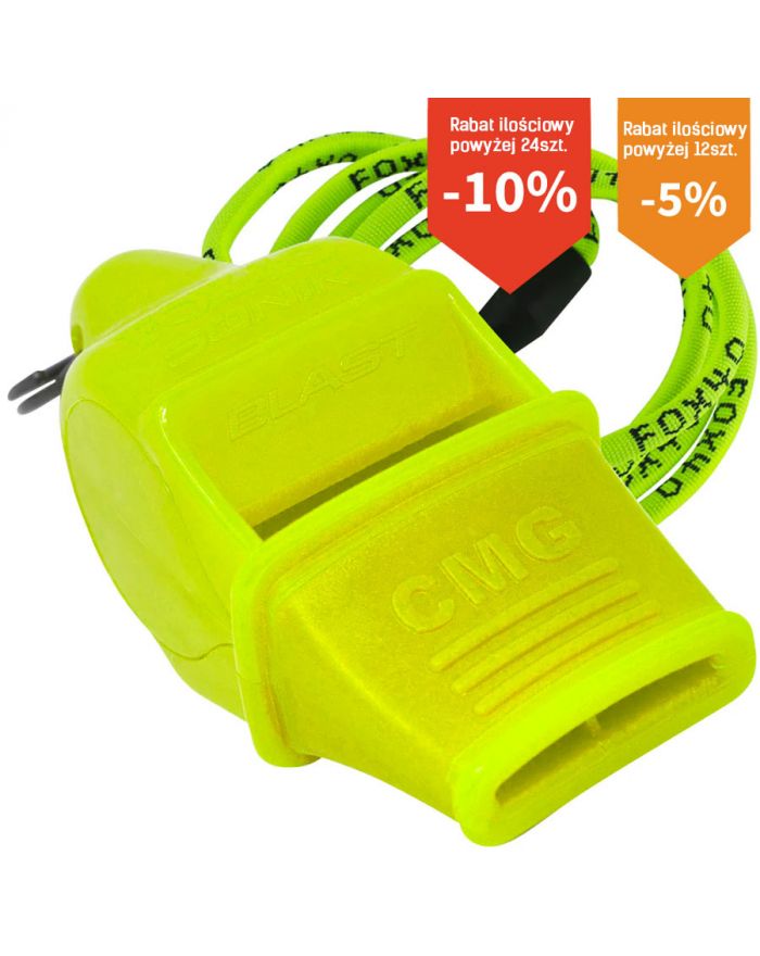 Gwizdek Fox 40 CMG Sonik Blast neonowy żółty ze sznurkiem