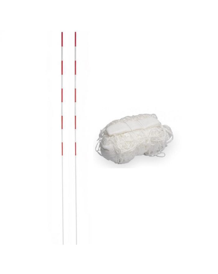 Siatka do siatkówki biała z antenkami 9,5x1m, PP/b3, oko10,linka 11,70m