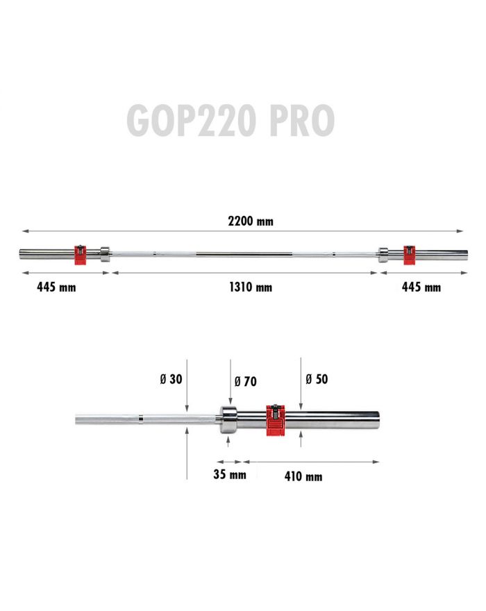 GOP220 PRO + ZG1000R ZACISKI LOCK GRYF PROSTY OLIMPIJSKI 20KG 2200MM HMS