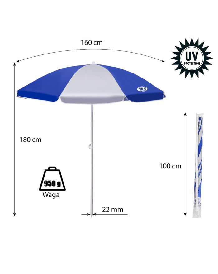 NC7813 PARASOL PLAŻOWY 180 CM NILS