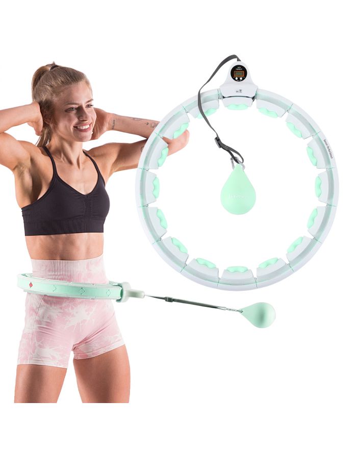 ZESTAW HULA HOP HHW06 GREEN Z PIŁKĄ GRAWITACYJNĄ I LICZNIKIEM HMS + PAS BR163 BLACK PLUS SIZE