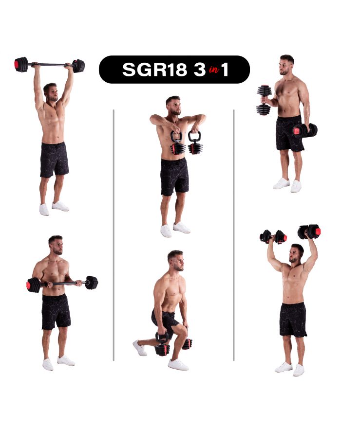 SGR18 PRO SET 3W1 ZESTAW REGULOWANYCH SZTANGIELEK 41 KG HMS
