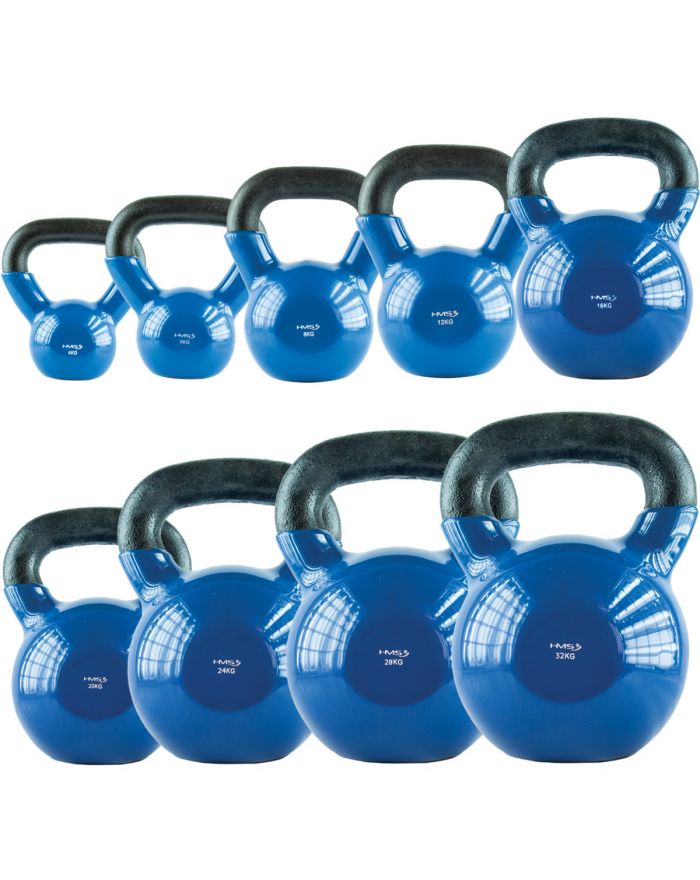 KNV04 BLUE KETTLEBELL ŻELIWNY POKRYTY WINYLEM HMS