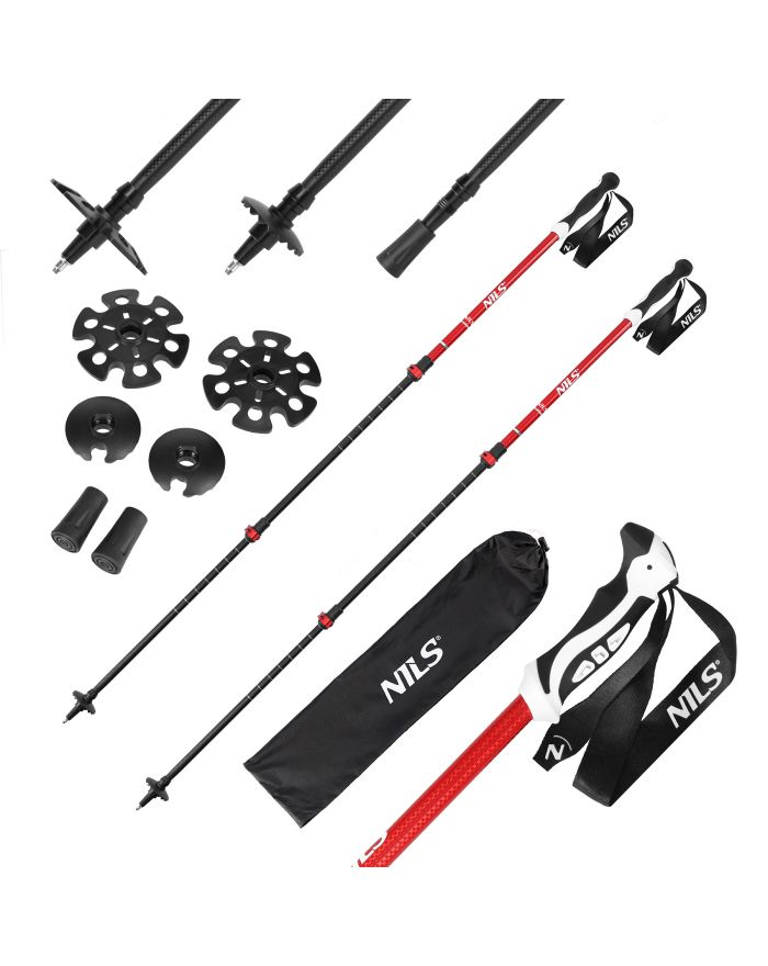 TK8601 RED KIJE TREKKINGOWE ALUMINIOWE NILS
