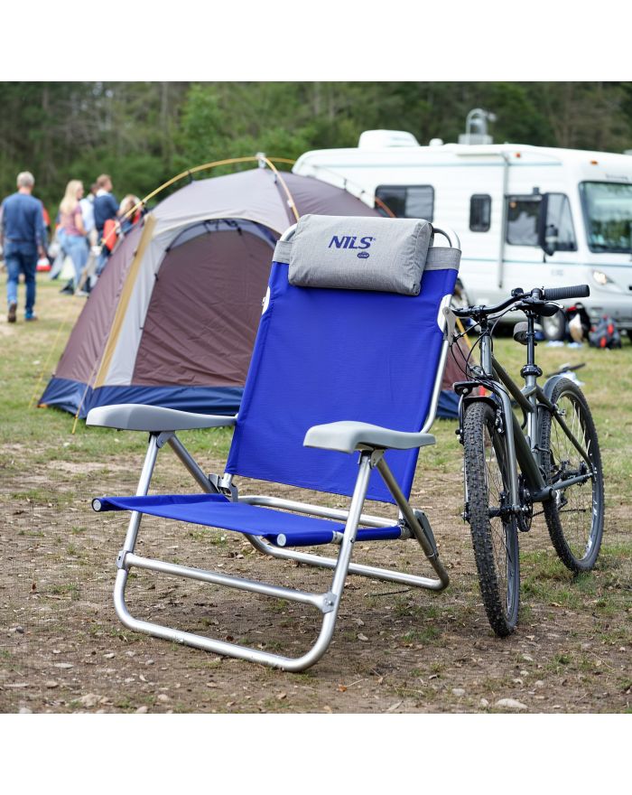 NC3502 KRZESŁO TURYSTYCZNE 2W1 SKŁADANE NIEBIESKO-SZARE NILS CAMP