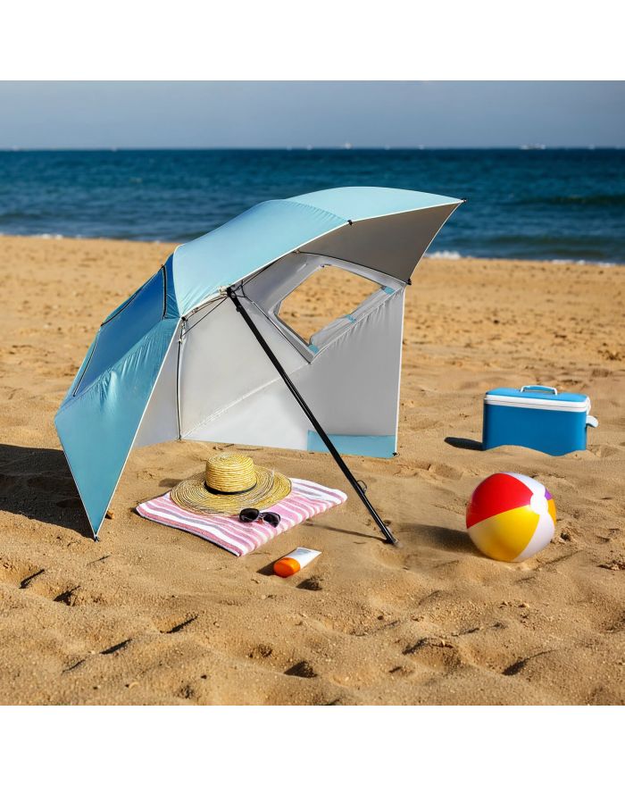 NC17114 PARASOL/PARAWAN PLAŻOWY 2W1 XXL 240 CM NIEBIESKI NILS