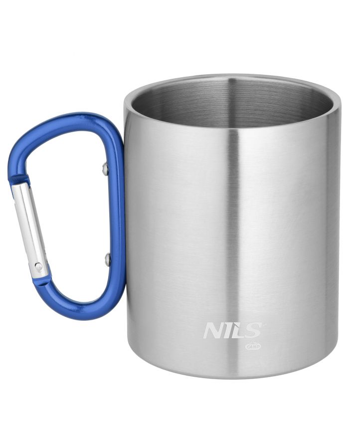 NC17110 KUBEK KEMPINGOWY Z KARABIŃCZYKIEM 300 ML STAL NIERDZEWNA NIEBIESKI NILS CAMP