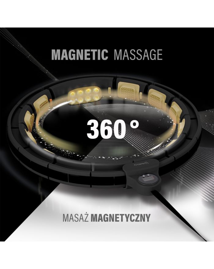 HHM13 NEW HULA HOP BLACK/GOLD Z MAGNESAMI I OBCIĄŻNIKIEM + LICZNIK HMS