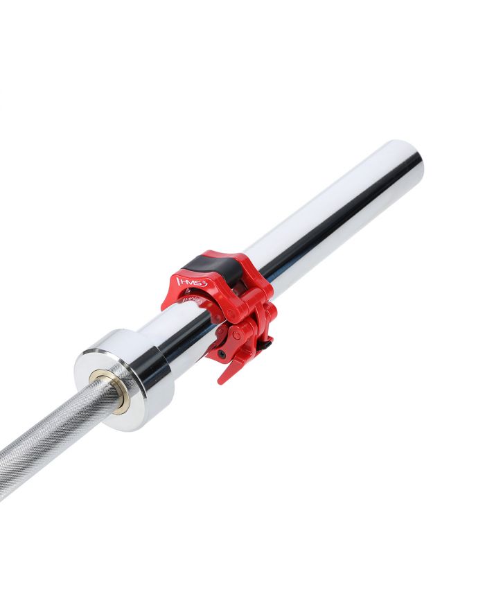 GO450 (+ ZG1000R) GRYF OLIMPIJSKI 18.5KG 2200MM HMS Z ZACISKAMI LOCK JAW RED