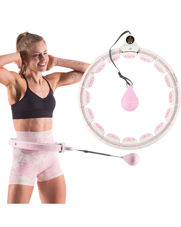 HHW06 HULA HOP PINK Z WYPUSTKAMI I OBCIĄŻNIKIEM + LICZNIK HMS