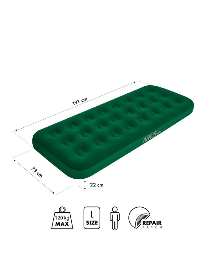 NC2801 MATERAC TURYSTYCZNY DMUCHANY 191X73X22 CM ZIELONY NILS CAMP
