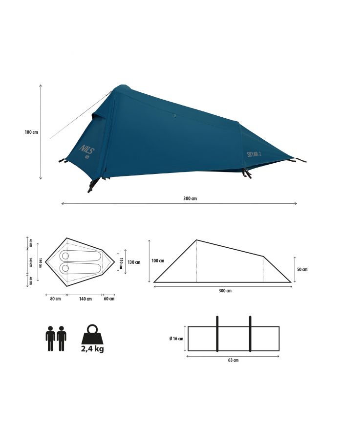 NC2502 NAMIOT ULTRA LIGHT SKYAIR 2 NIEBIESKI NILS CAMP