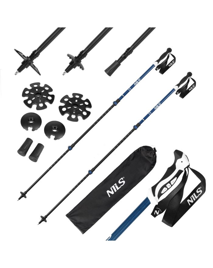 TK8601 BLUE KIJE TREKKINGOWE ALUMINIOWE NILS