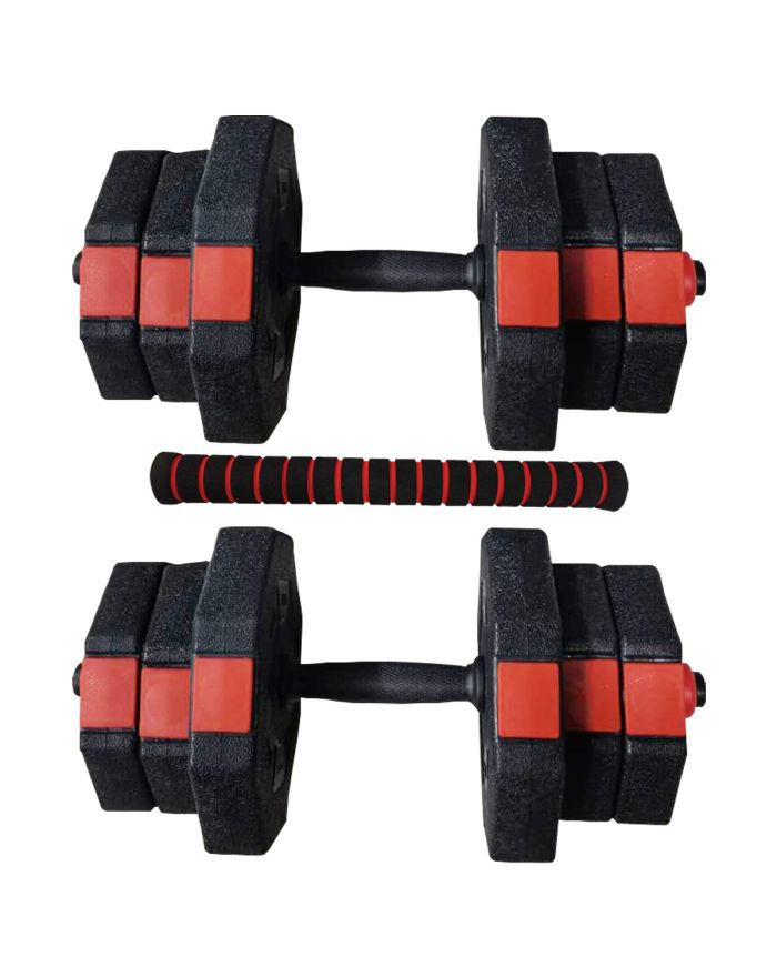 REGULOWANE HANTLE TRENINGOWE 2x10KG Z FUNKCJĄ SZTANGI ENERO FIT