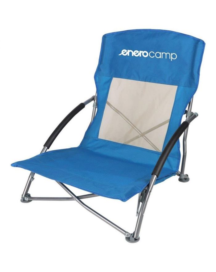 FOTEL TURYSTYCZNO PLAŻOWY Z PODŁOKIETNIKAMI 55x58x64CM SKŁADANY NIEBIESKI