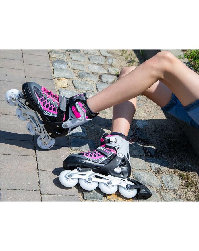 ŁYŻWOROLKI-WROTKI-ŁYŻWY 4W1 ENERO PRO LED 26-29 RÓŻOWO-SZARE