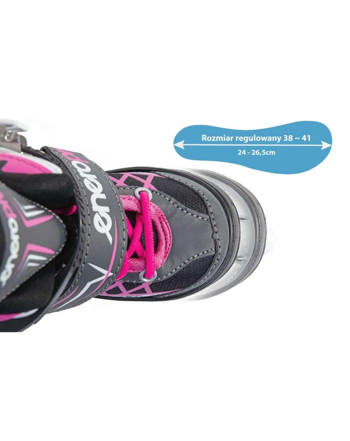 ŁYŻWOROLKI-WROTKI-ŁYŻWY 4W1 ENERO PRO LED 38-41 RÓŻOWO-SZARE