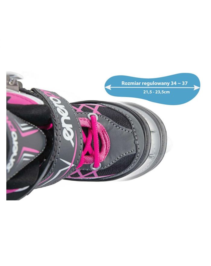 ŁYŻWOROLKI-WROTKI-ŁYŻWY 4W1 ENERO PRO LED 34-37 RÓŻOWO-SZARE