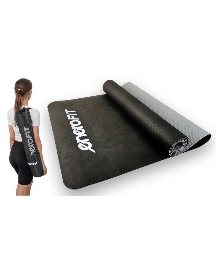 MATA DO JOGI I FITNESS TPE ANTYPOŚLIZGOWA CZARNO-SZARA ENERO FIT