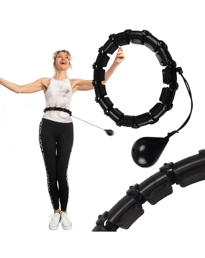 HULA HOP Z MASAŻEREM I OBCIĄŻENIEM CZARNY ENERO FIT