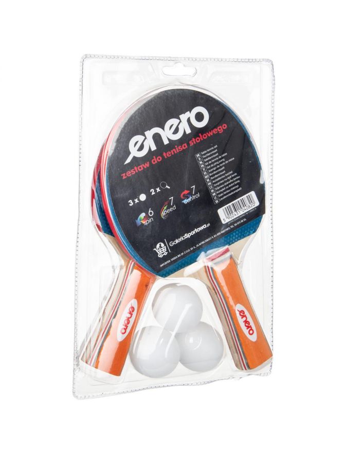 ZESTAW DO TENISA STOŁOWEGO ENERO 2 RAKIETKI 3 PIŁECZKI