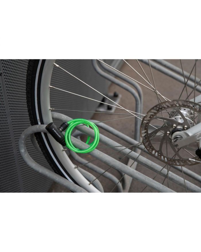 ZAPIĘCIE ROWEROWE SPIRALNE NA KLUCZ 0,6x90CM ZIELONE DUNLOP