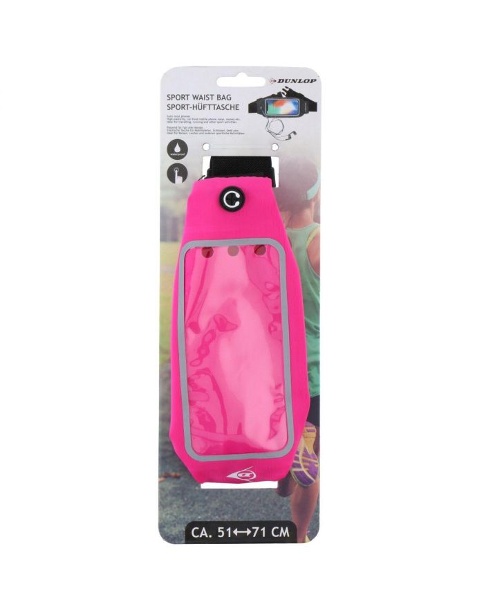 SPORTOWA WODOSZCZELNA SASZETKA NERKA DO BIEGANIA OKIENKO NA TELEFON DUNLOP RÓŻOWA