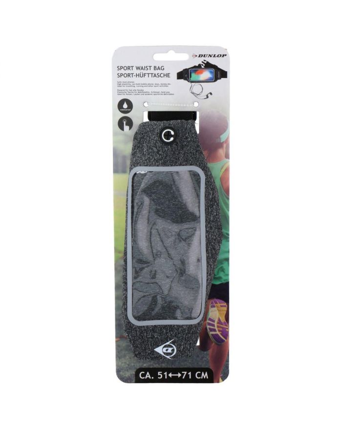 SPORTOWA WODOSZCZELNA SASZETKA NERKA DO BIEGANIA OKIENKO NA TELEFON DUNLOP SZARA