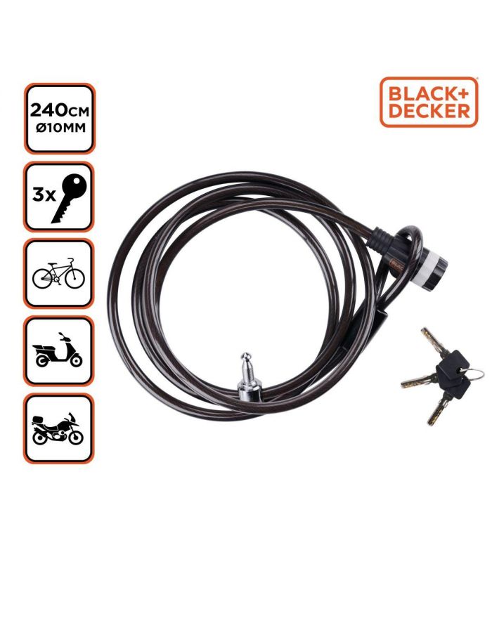 ZAPIĘCIE ROWEROWE LINKA NA ZAMEK 10x2400MM FAMILY BLACK+DECKER