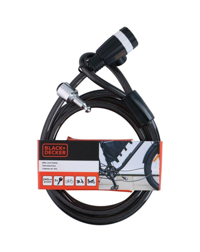ZAPIĘCIE ROWEROWE LINKA NA ZAMEK 10x2400MM FAMILY BLACK+DECKER