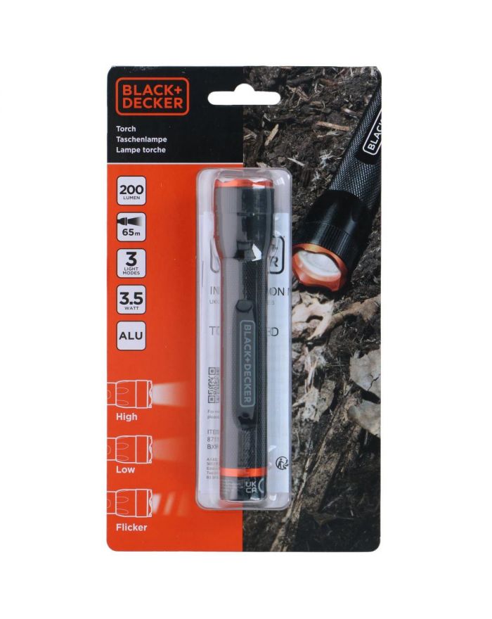 LATARKA TAKTYCZNA ALUMINIOWA 3,5W 200LUMENÓW BLACK + DECKER