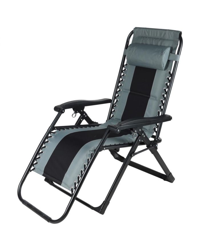 LEŻAK OGRODOWY SKŁADANY WIELOFUNKCYJNY 162X52/65X110CM CZARNO SZARY