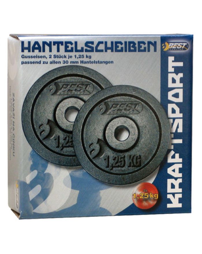 OBCIĄŻENIE ŻELIWNE CZARNE 2x1,25 KG BEST SPORTING fi 30mm