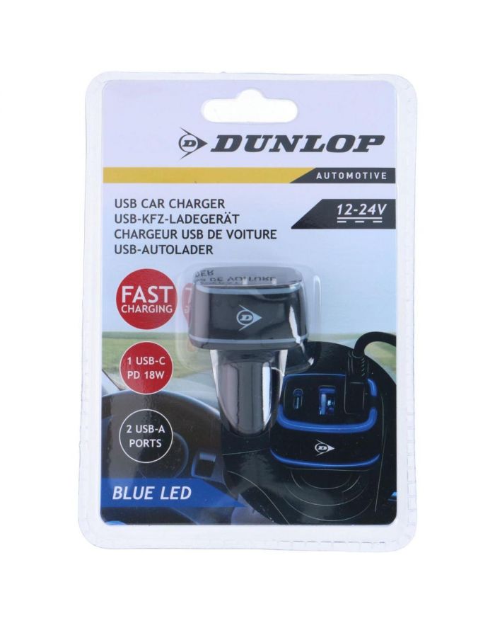 ŁADOWARKA SAMOCHODOWA MULTI 2x USB A + USB C DUNLOP