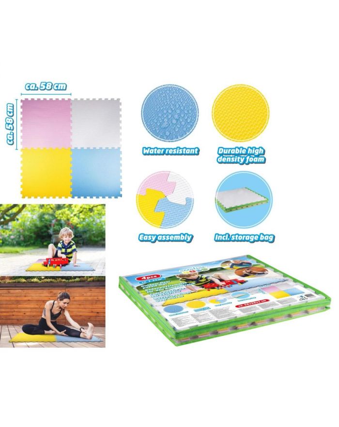 MATA PUZZLE PIANKOWE EVA 60X60 KOLORY 4 ELEMENTY Z TORBĄ
