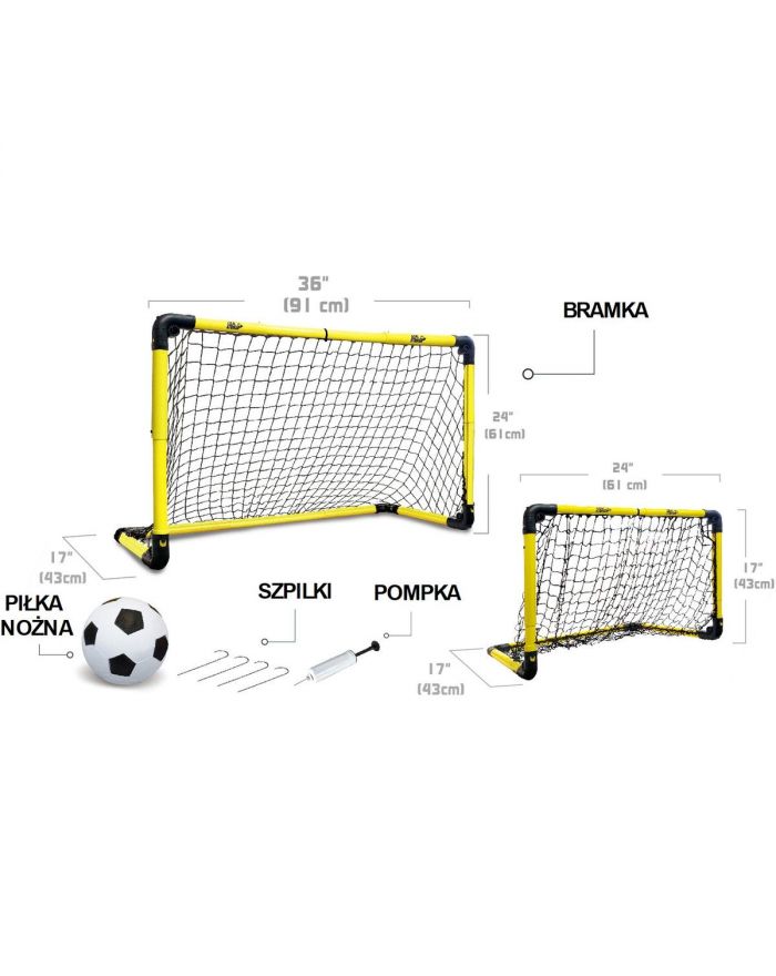 BRAMKA DO PIŁKI NOŻNEJ SKŁADANA 91X43X61CM 36X17X24CM Z REGULACJĄ WYSOKOŚCI I SZEROKOŚCI