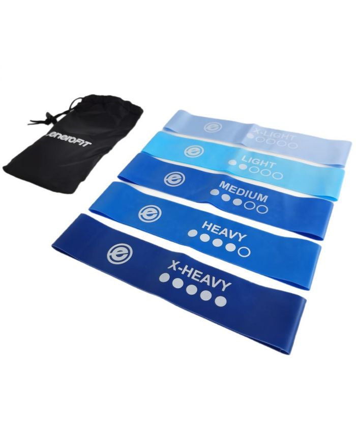 ZESTAW GUM DO ĆWICZEŃ FITNESS CROSSFIT MINI BLUE BAND 5W1 ENERO FIT